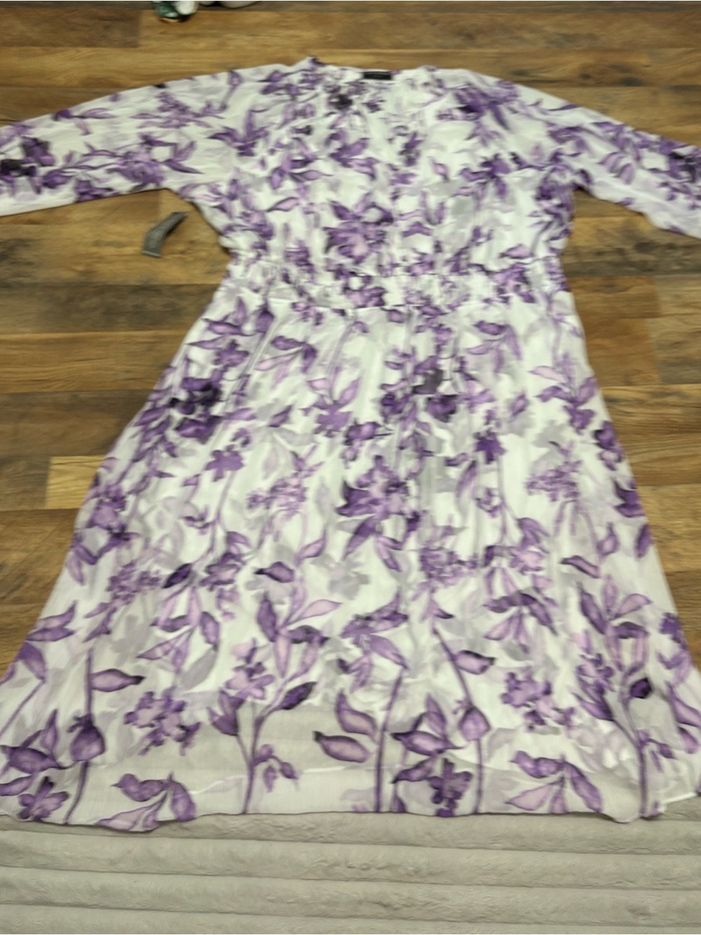Lane Bryant Women’s Size 26 Purple Floral Maxi Dress NWT Plus Size Long Sleeve - Picture 2 of 8